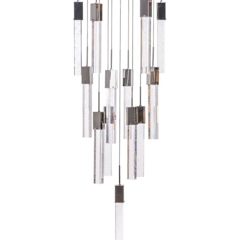 Silver And Clear Multi Light Metal Dimmable Chandelier With Clear Shades HomeRoots