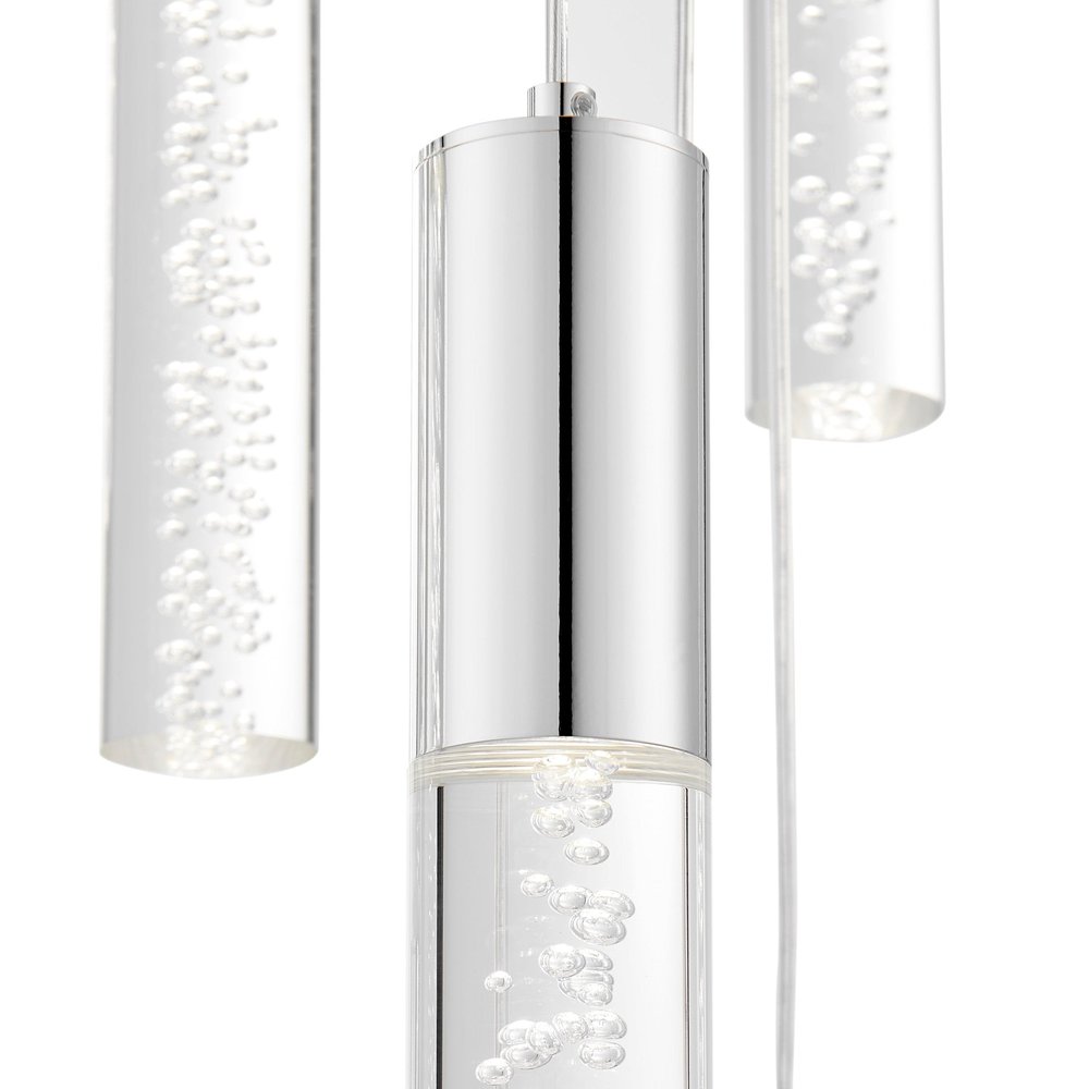 Silver And Clear Multi Light Metal Dimmable Chandelier With Clear Shades HomeRoots
