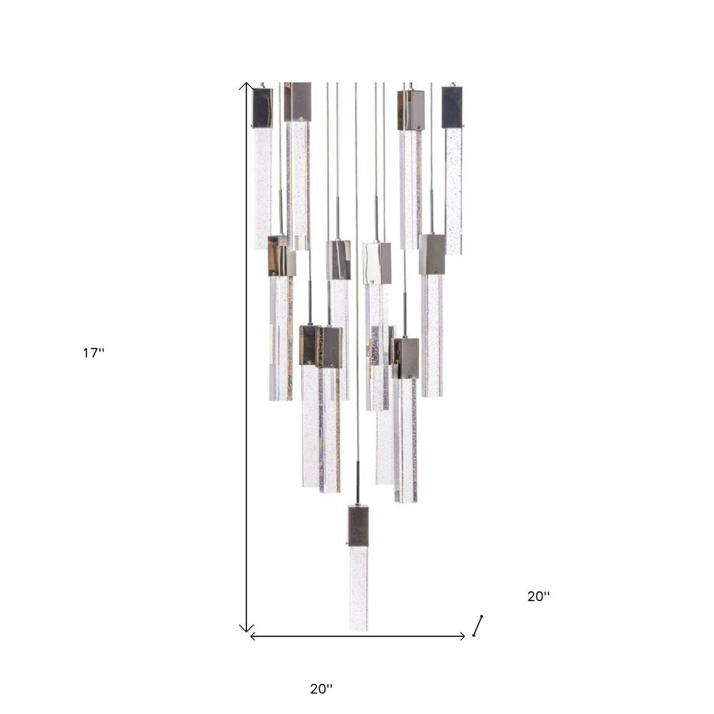 Silver And Clear Multi Light Metal Dimmable Chandelier With Clear Shades HomeRoots