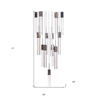 Silver And Clear Multi Light Metal Dimmable Chandelier With Clear Shades HomeRoots