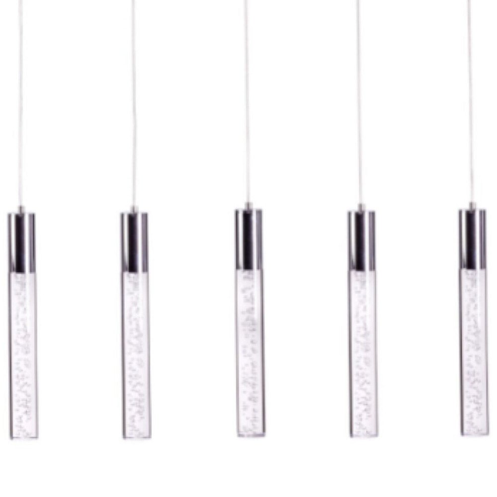 Silver And Clear Five Light Metal Dimmable Chandelier With Clear Shades HomeRoots
