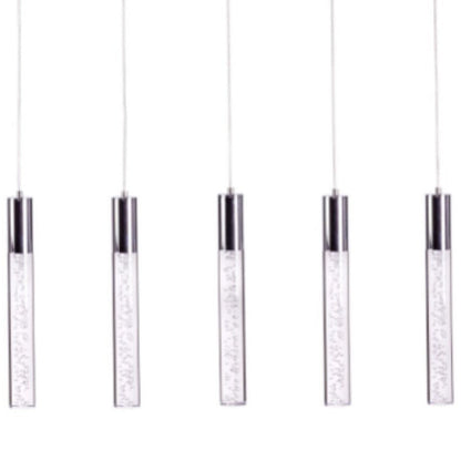 Silver And Clear Five Light Metal Dimmable Chandelier With Clear Shades HomeRoots