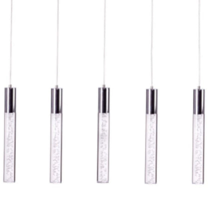 Silver And Clear Five Light Metal Dimmable Chandelier With Clear Shades HomeRoots