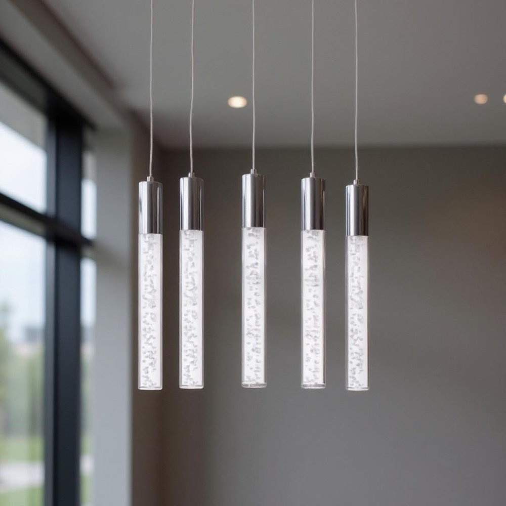 Silver And Clear Five Light Metal Dimmable Chandelier With Clear Shades HomeRoots