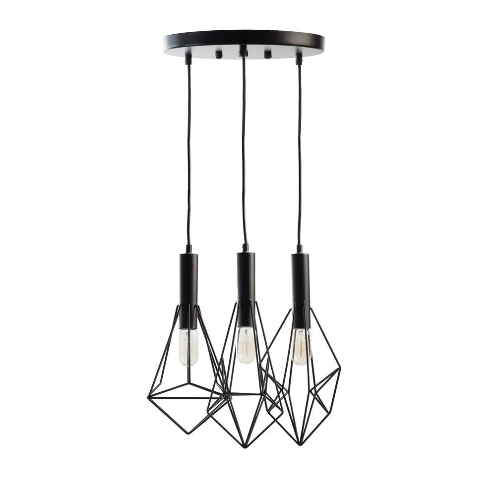 Black And Clear Three Light Metal Chandelier With Black Shades HomeRoots