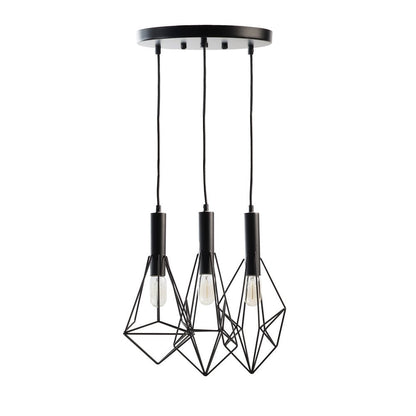Black And Clear Three Light Metal Chandelier With Black Shades HomeRoots