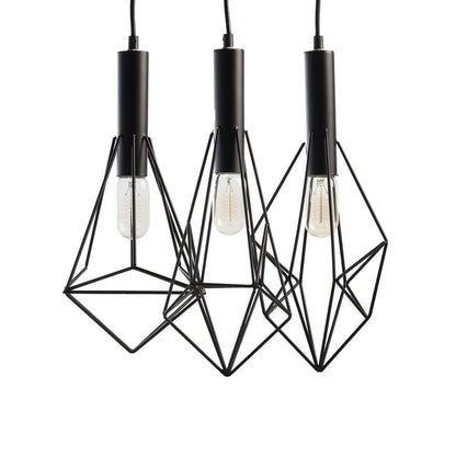 Black And Clear Three Light Metal Chandelier With Black Shades HomeRoots