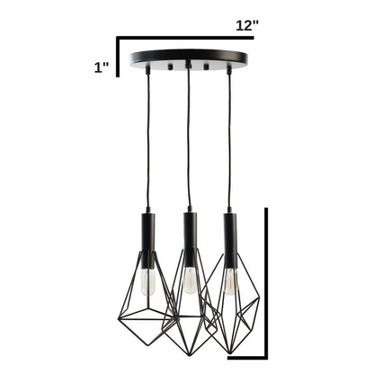 Black And Clear Three Light Metal Chandelier With Black Shades HomeRoots