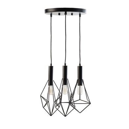Black And Clear Three Light Metal Chandelier With Black Shades HomeRoots