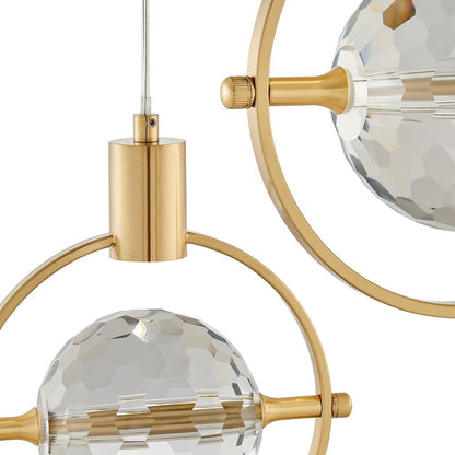 Gold And Clear Geometric Three Light Metal Dimmable Chandelier With Clear Shades HomeRoots
