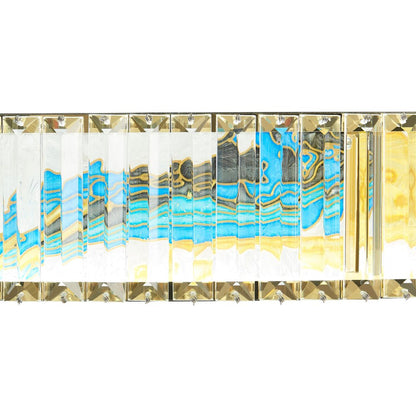 Gold Clear And Blue Geometric Crystal LED Chandelier HomeRoots