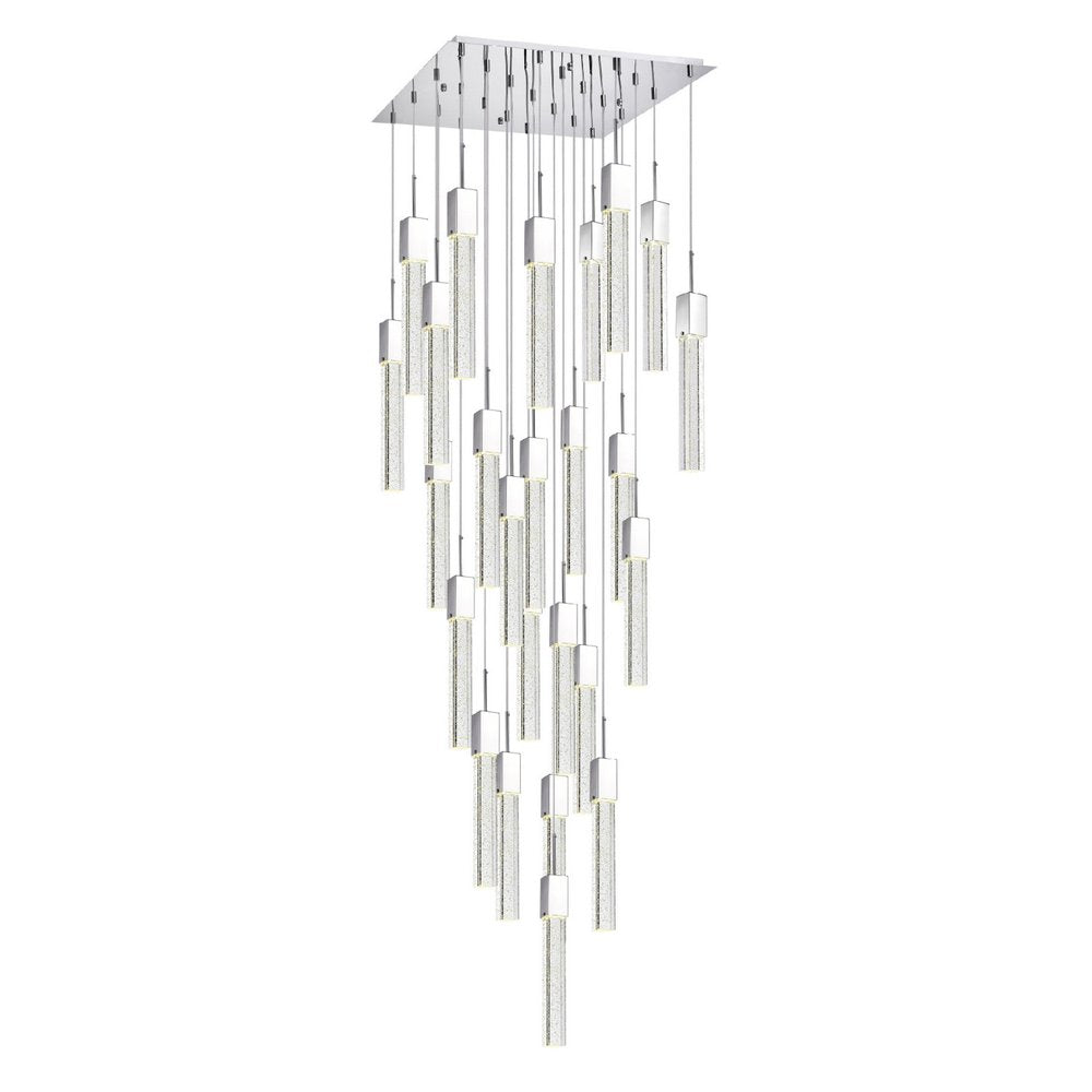 Silver And Clear Multi Light Metal Dimmable Chandelier With Clear Shades HomeRoots