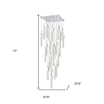 Silver And Clear Multi Light Metal Dimmable Chandelier With Clear Shades HomeRoots