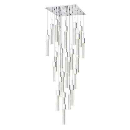 Silver And Clear Multi Light Metal Dimmable Chandelier With Clear Shades HomeRoots