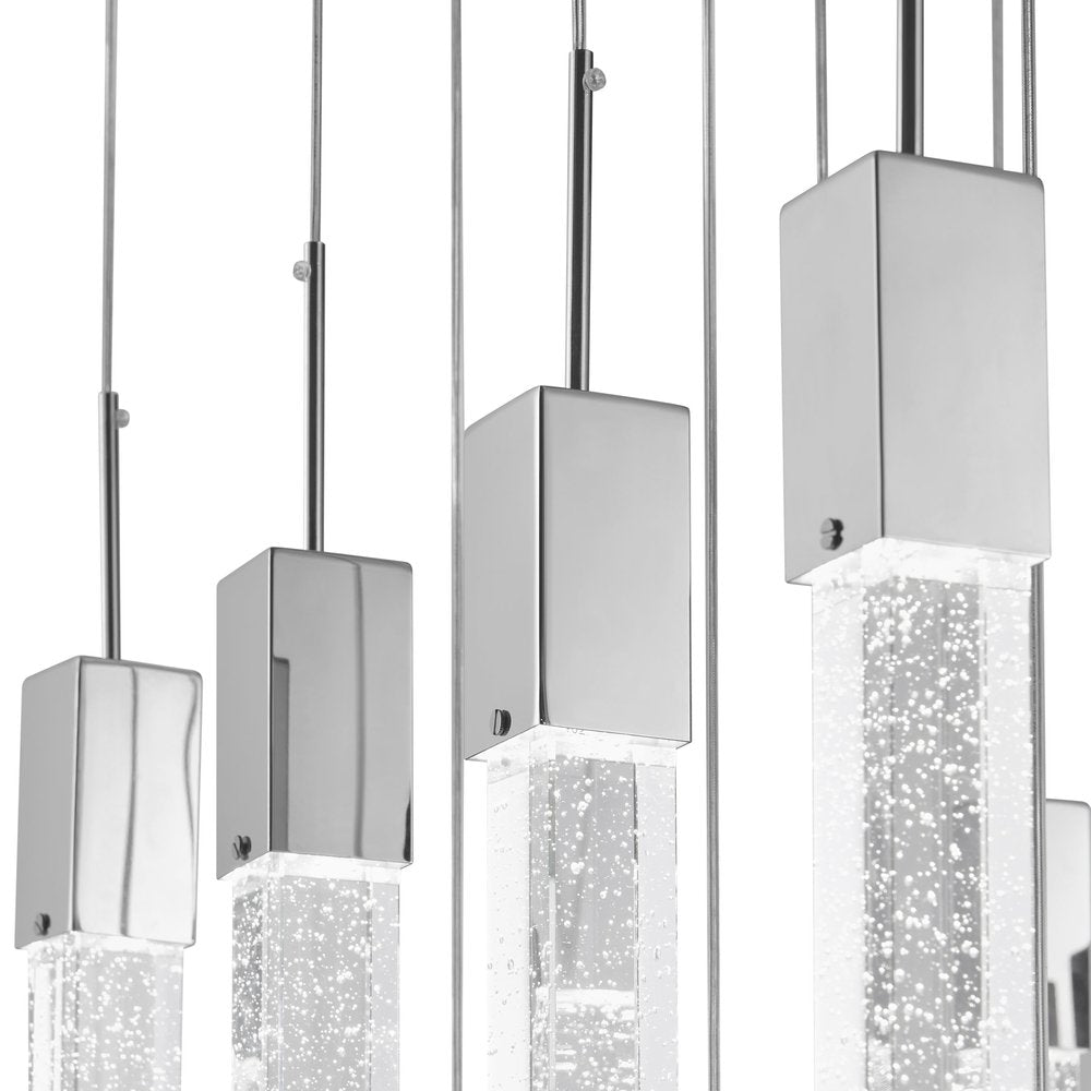 Silver And Clear Multi Light Metal Dimmable Chandelier With Clear Shades HomeRoots