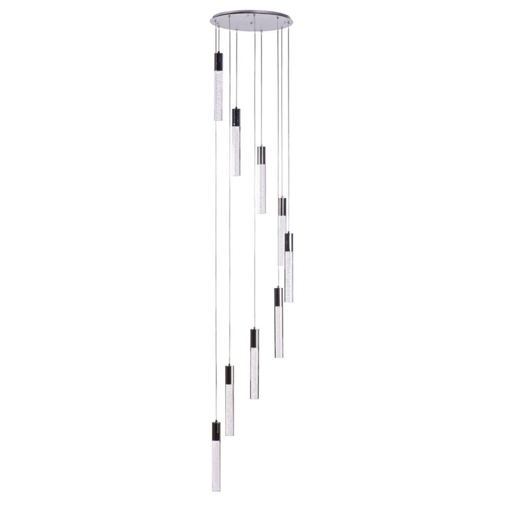 Silver And Clear Nine Light Metal Dimmable Chandelier With Clear Shades HomeRoots