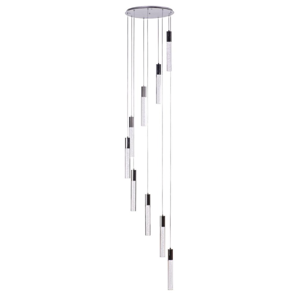 Silver And Clear Nine Light Metal Dimmable Chandelier With Clear Shades HomeRoots