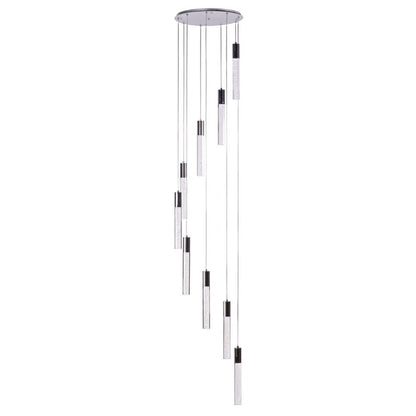 Silver And Clear Nine Light Metal Dimmable Chandelier With Clear Shades HomeRoots