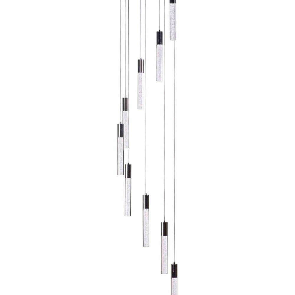 Silver And Clear Nine Light Metal Dimmable Chandelier With Clear Shades HomeRoots
