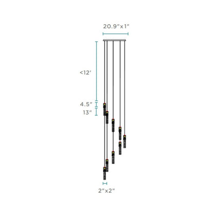 Silver And Clear Nine Light Metal Dimmable Chandelier With Clear Shades HomeRoots
