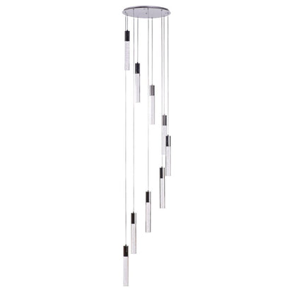 Silver And Clear Nine Light Metal Dimmable Chandelier With Clear Shades HomeRoots