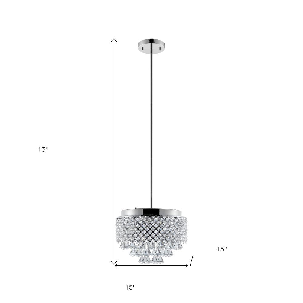Silver And Clear Nine Light Crystal Dimmable Chandelier With Clear Shades HomeRoots