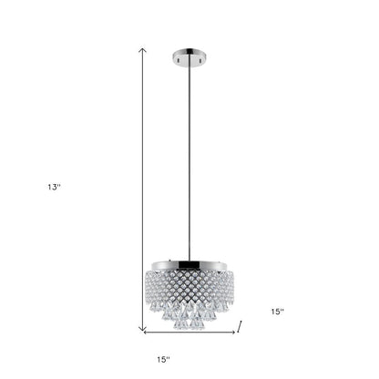 Silver And Clear Nine Light Crystal Dimmable Chandelier With Clear Shades HomeRoots