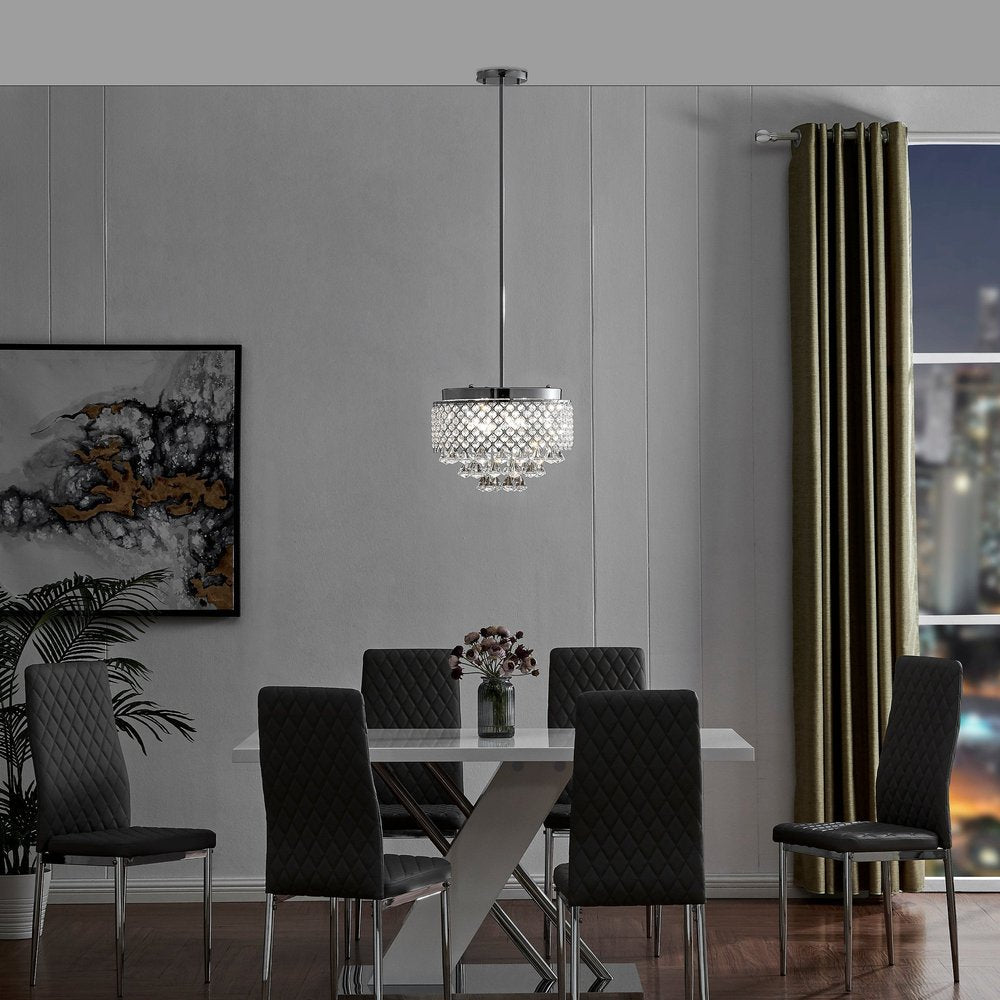 Silver And Clear Nine Light Crystal Dimmable Chandelier With Clear Shades HomeRoots