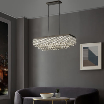 Silver And Clear Twelve Light Metal Dimmable Chandelier With Clear Shades HomeRoots