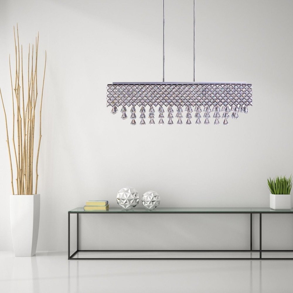 Silver And Clear Twelve Light Metal Dimmable Chandelier With Clear Shades HomeRoots