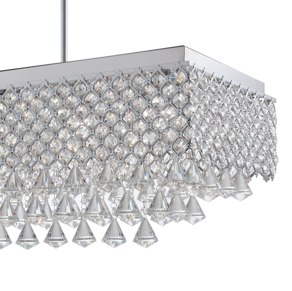 Silver And Clear Twelve Light Metal Dimmable Chandelier With Clear Shades HomeRoots