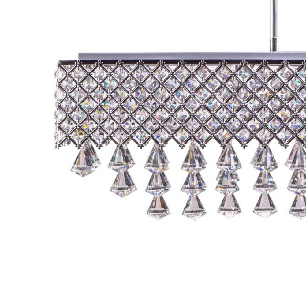 Silver And Clear Twelve Light Metal Dimmable Chandelier With Clear Shades HomeRoots
