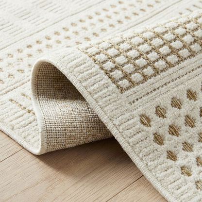 4' X 6' Beige and Brown Geometric Distressed Indoor Outdoor Area Rug HomeRoots