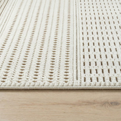 4' X 6' Beige and Brown Geometric Distressed Indoor Outdoor Area Rug HomeRoots