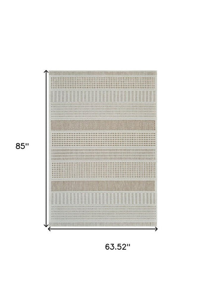 4' X 6' Beige and Brown Geometric Distressed Indoor Outdoor Area Rug HomeRoots