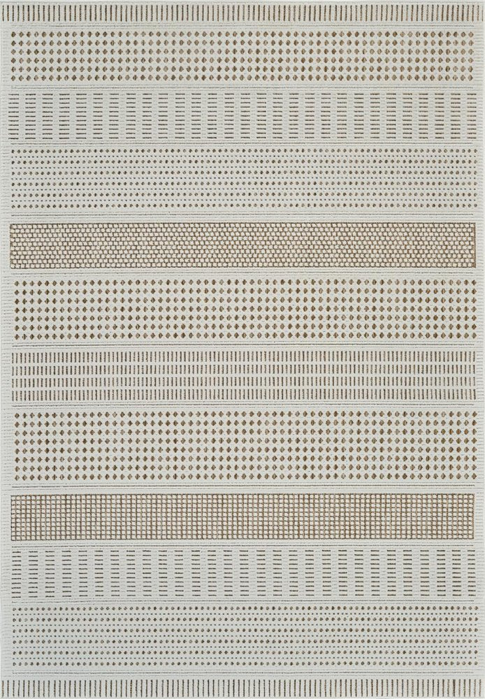 4' X 6' Beige and Brown Geometric Distressed Indoor Outdoor Area Rug HomeRoots
