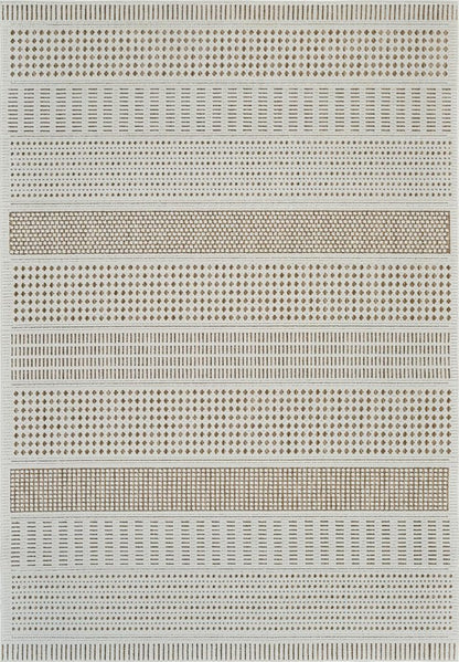 4' X 6' Beige and Brown Geometric Distressed Indoor Outdoor Area Rug HomeRoots