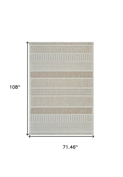 4' X 6' Beige and Brown Geometric Distressed Indoor Outdoor Area Rug HomeRoots