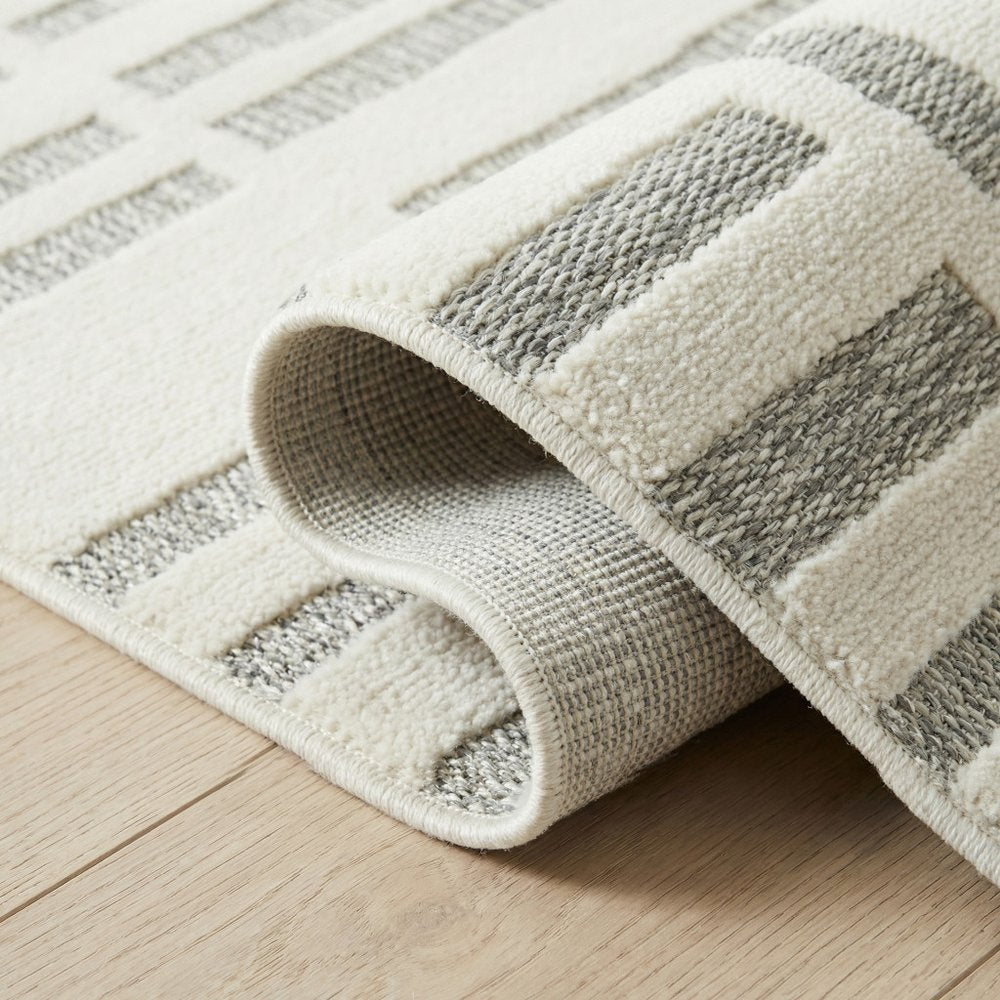 3' X 5' Cream and Beige Abstract Distressed Indoor Outdoor Area Rug HomeRoots