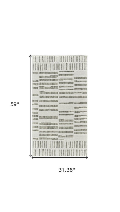 3' X 5' Cream and Beige Abstract Distressed Indoor Outdoor Area Rug HomeRoots
