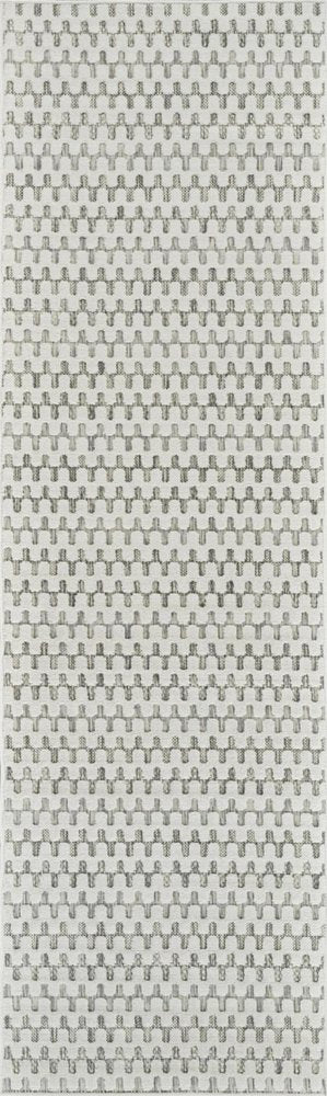 8' Cream and Beige Geometric Distressed Indoor Outdoor Runner Rug HomeRoots