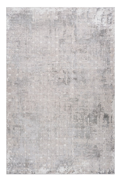 4' X 6' Gray and Beige Abstract Distressed Area Rug