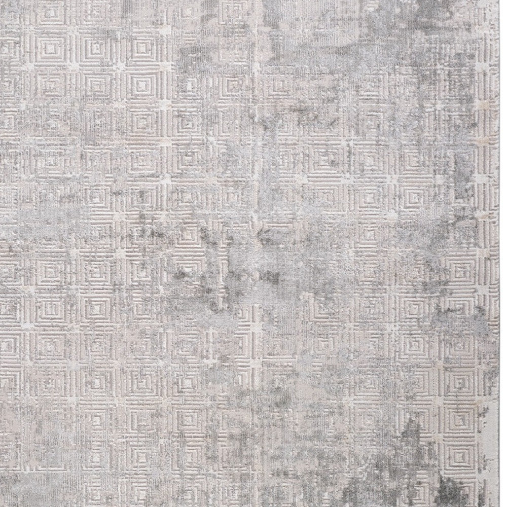 4' X 6' Gray and Beige Abstract Distressed Area Rug