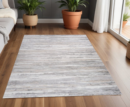 4' X 6' Gray and Beige Abstract Distressed Area Rug