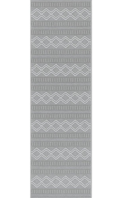 8' Beige And Gray Striped Distressed Indoor Outdoor Runner Rug HomeRoots