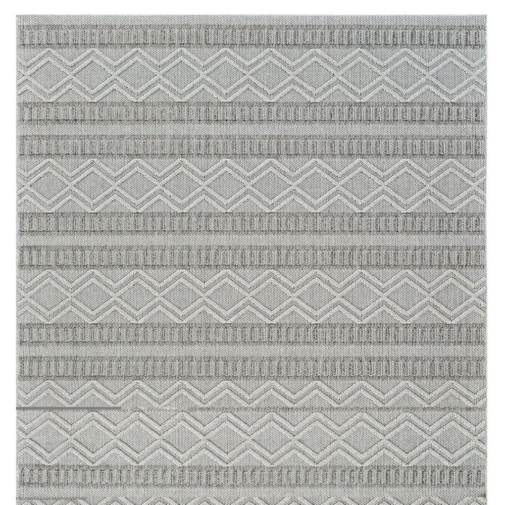 8' Beige And Gray Striped Distressed Indoor Outdoor Runner Rug HomeRoots