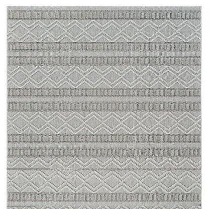 8' Beige And Gray Striped Distressed Indoor Outdoor Runner Rug HomeRoots