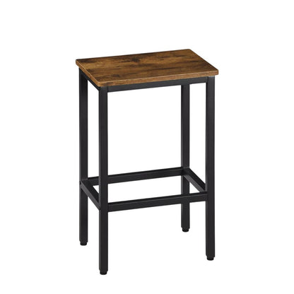 Set of Two 26" Brown and Black Steel and Wood Backless Counter Height Bar Chairs HomeRoots