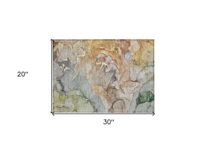 2' X 3' Gray and Gold Abstract Washable Non Skid Indoor Outdoor Area Rug HomeRoots