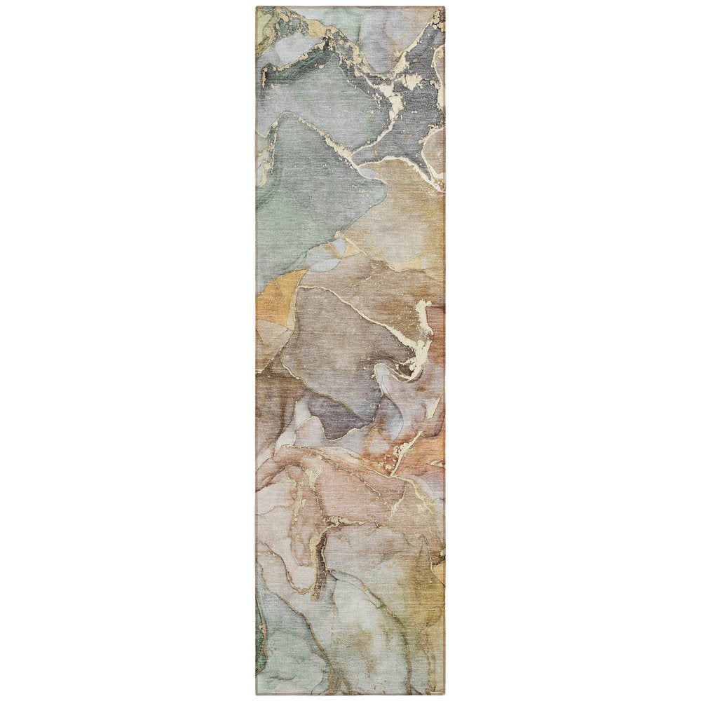 2' X 3' Gray and Gold Abstract Washable Non Skid Indoor Outdoor Area Rug — view 21
